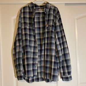 Carhartt Mens Button Up Plaid Flannel Relaxed Fit Shirt Sz 2XL Heavy Cotton Blue